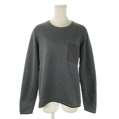 アークテリクス ARC TERYX ニットソー カットソー ラウンドネック 長袖 裏フリース ストレッチ ワンポイント ロゴ アウトドア M グレー AO 8 GY 18