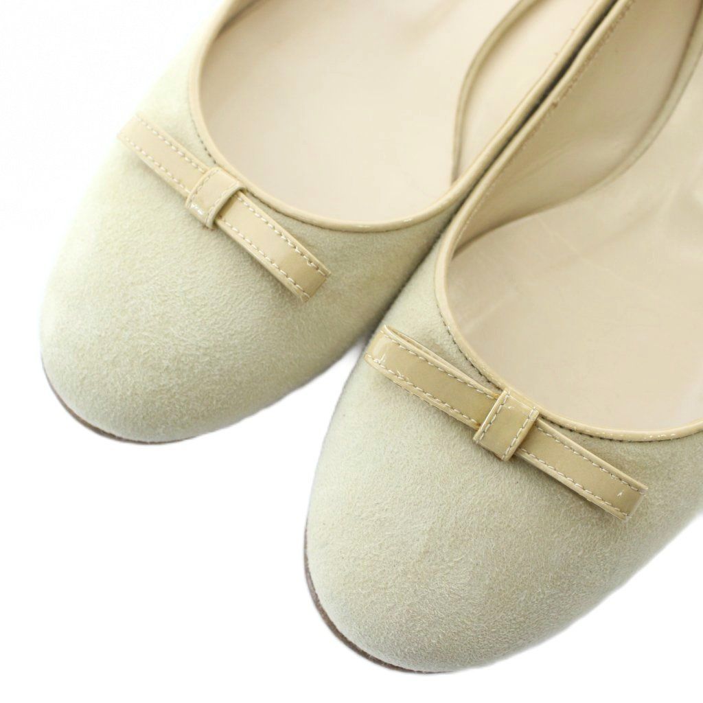 フォクシー⭐︎FOXEY⭐︎リボンフラットシューズ⭐︎ベージュ35.5 新品未使用 フォクシー FOXEY パンプス フラット スエード ラウンドトゥ リボン 36