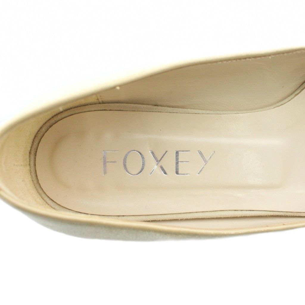 フォクシー FOXEY パンプス フラット スエード ラウンドトゥ リボン 36