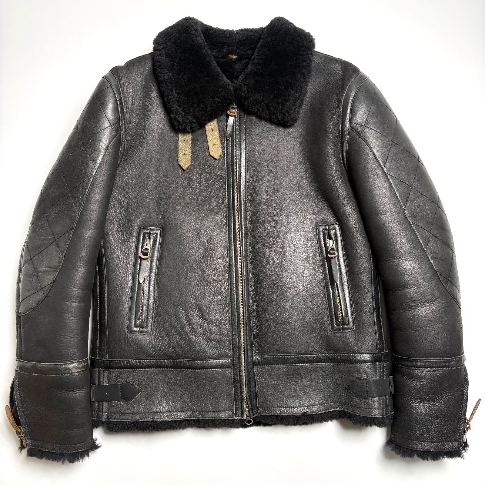 TAKEO KIKUCHI レザージャケット 黒 3 ムートンジャケット 羊革 本革