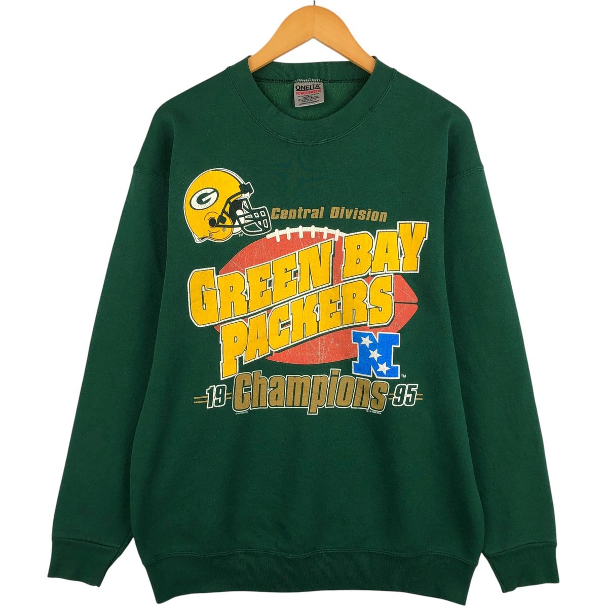 80s ONEITAカレッジプリントスウェット古着グリーン美品 L当時物CBOY 古着 90年代 オニータ ONEITA NFL GREEN BAY PACKERS グリーンベイ