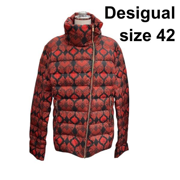 □ デシグアル Desigual ダウンジャケット 長袖 ハイカラー ジップ