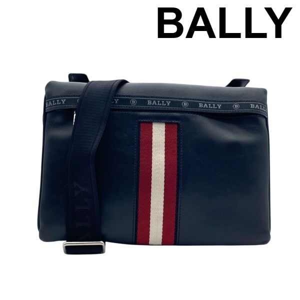 バリー BALLY Harvey ハーヴィー クロスボディバッグ ショルダーバッグ ブランドロゴ バリーストライプ 黒 本革 レザー メンズ 5E394