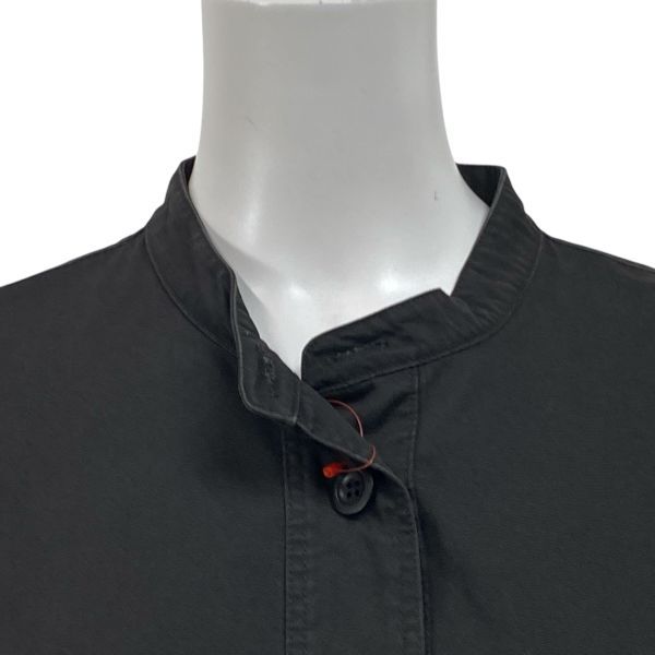 エムエイチエル MHL. シャツワンピース ロング丈 七分袖 スタンド Iライン 黒 ブラック コットン100％ 2 M 9号 レディース S 5 Y 392