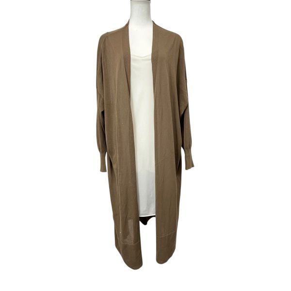 ミューズ MUSE トップス ロングカーディガン ニット 長袖 薄手 オープンスタイル シンプル ブラウン フリー M～L レディース S 5 Y 435