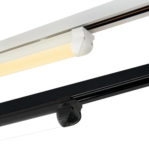 LED蛍光灯 器具一体型 ダクトレール用 薄型プラグ設計 配線ダクトレール用 ライティングレール用 レールライト 直管形 高輝度 省エネ ライティングバー照明器具 LEDベースライト 取付簡単 工事不要 黒 長さ120 CM 昼光色 975 da 56 d