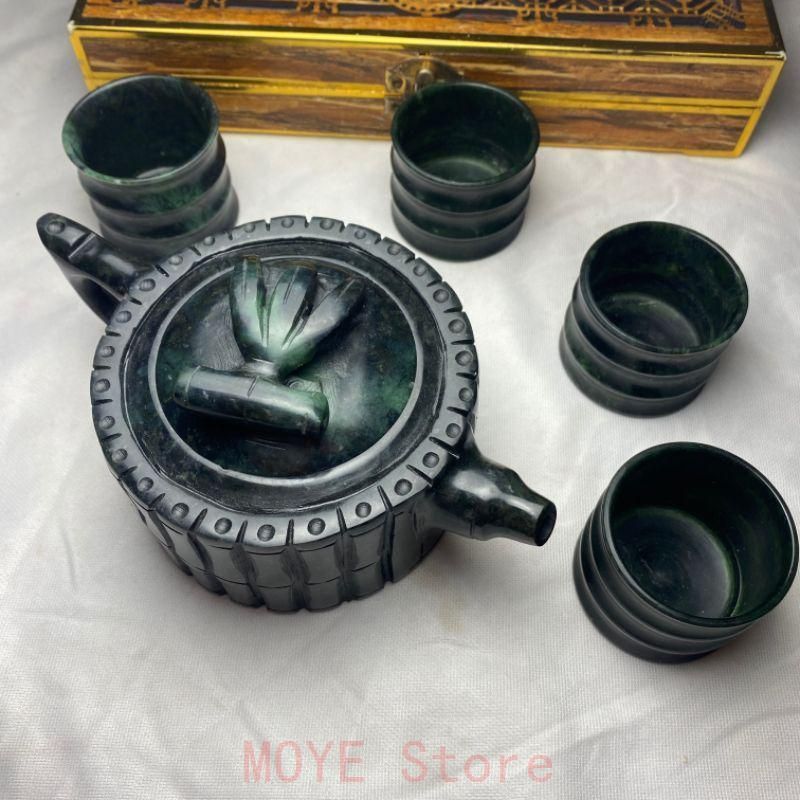 竹節壺 薬王石竹節杯 蔵玉杯 一壺四杯 煎茶道具 gy 1216