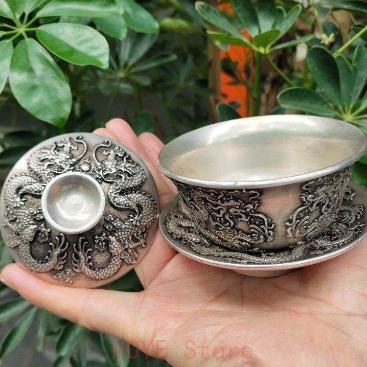 銅 細工 浮彫 り双龍 茶託 茶杯 茶器 茶道 卸売 工芸 置物gy1216 銅