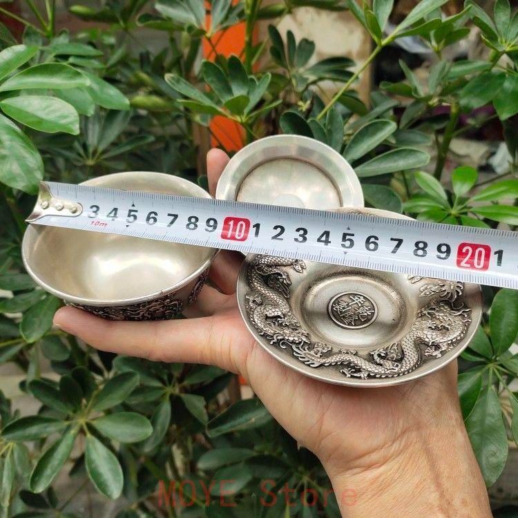 銅 細工 浮彫 り双龍 茶託 茶杯 茶器 茶道 卸売 工芸 置物gy1216 銅