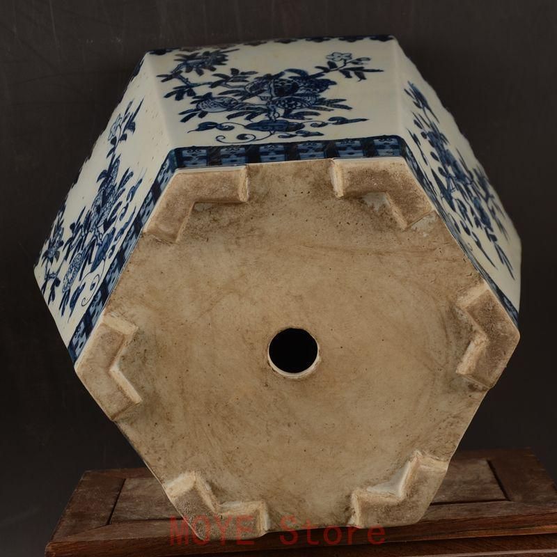  サバの実紋の六方鉢盆栽 置物gy 1216 陶芸 工芸品