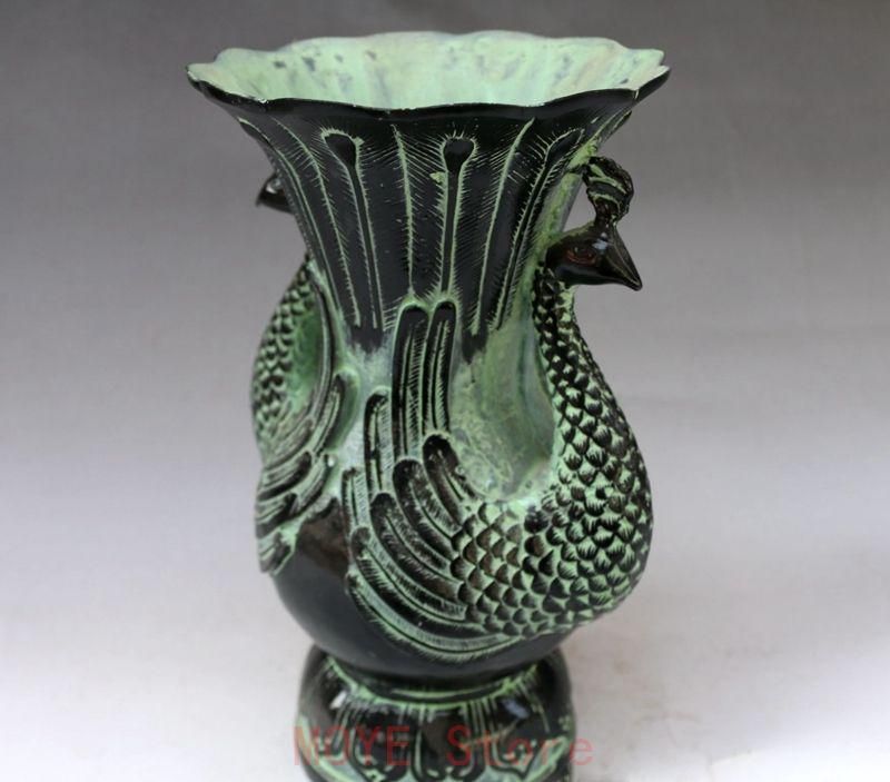 孔雀を模した青銅器花瓶 装飾品 現代 置物gy 1216