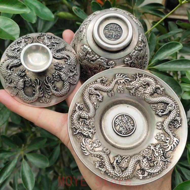 銅 細工 浮彫 り双龍 茶託 茶杯 茶器 茶道 卸売 工芸 置物gy1216 銅