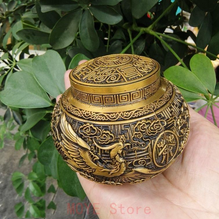 銅器 龍鳳壺 茶道具 煎茶器 工芸品 置物 銅 細工 龍鳳 荼葉壺 装飾品 工芸品 美術品 置物gy1216 【公式通販】
