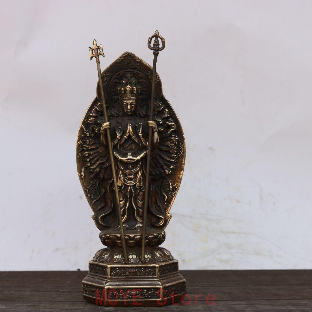 仏教美術 千手観音 銅製 仏像 彫刻 置物 開運 風水gy 1216