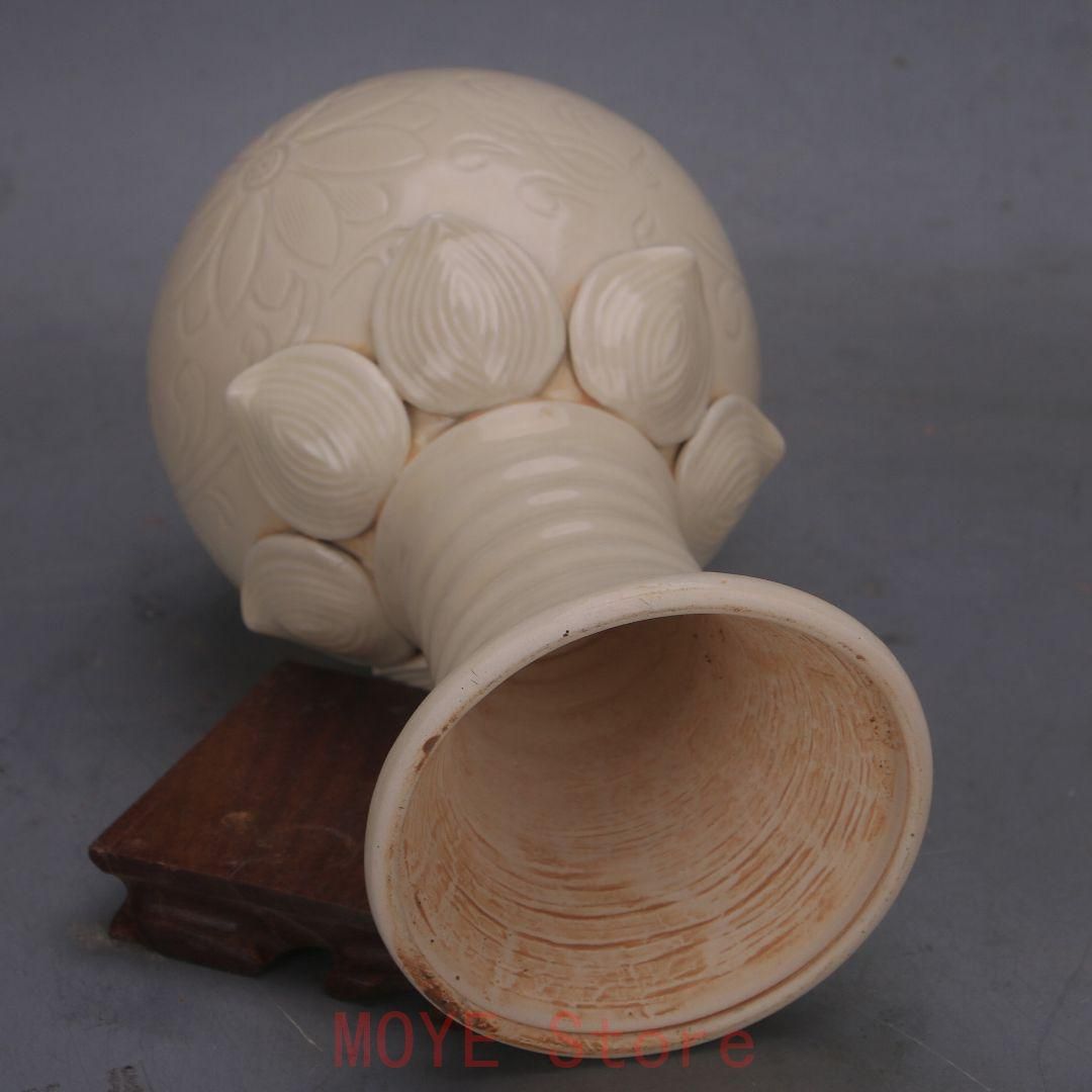 宋定窯 白釉暗刻堆彫蓋缶  景徳鎮 陶磁器 装飾品 現代工芸品 美術品 置物 宋定窯 白釉暗刻堆彫蓋缶 景徳鎮 陶磁器 装飾品 現代工芸品 美術品