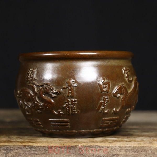 四大神獣 聚宝盆 香炉 装飾品 置物gy 1216