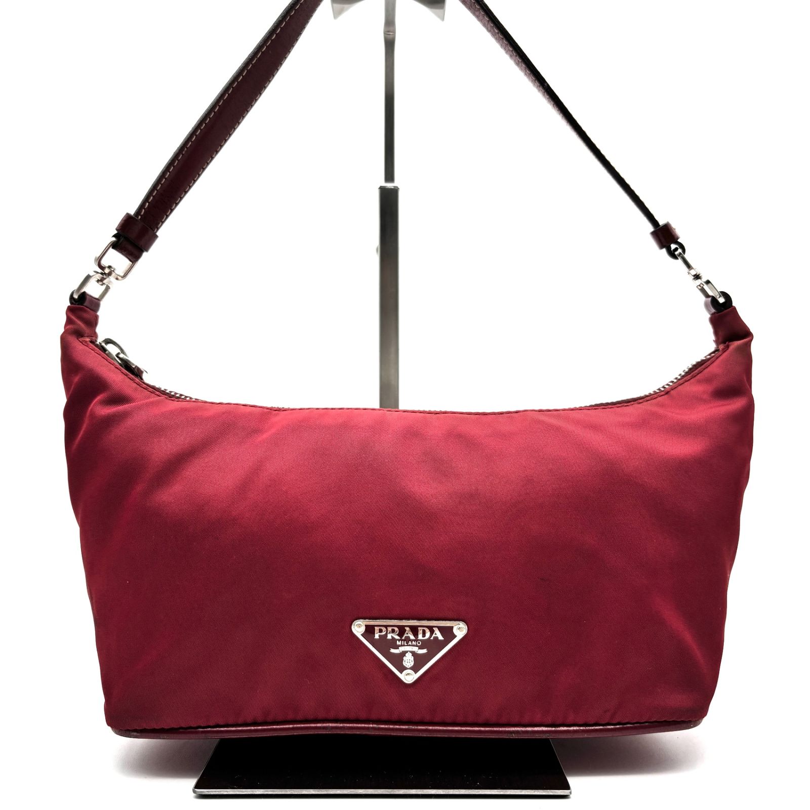 美品 PRADA プラダ アクセサリポーチ ハンドバッグ 三角ロゴプレート