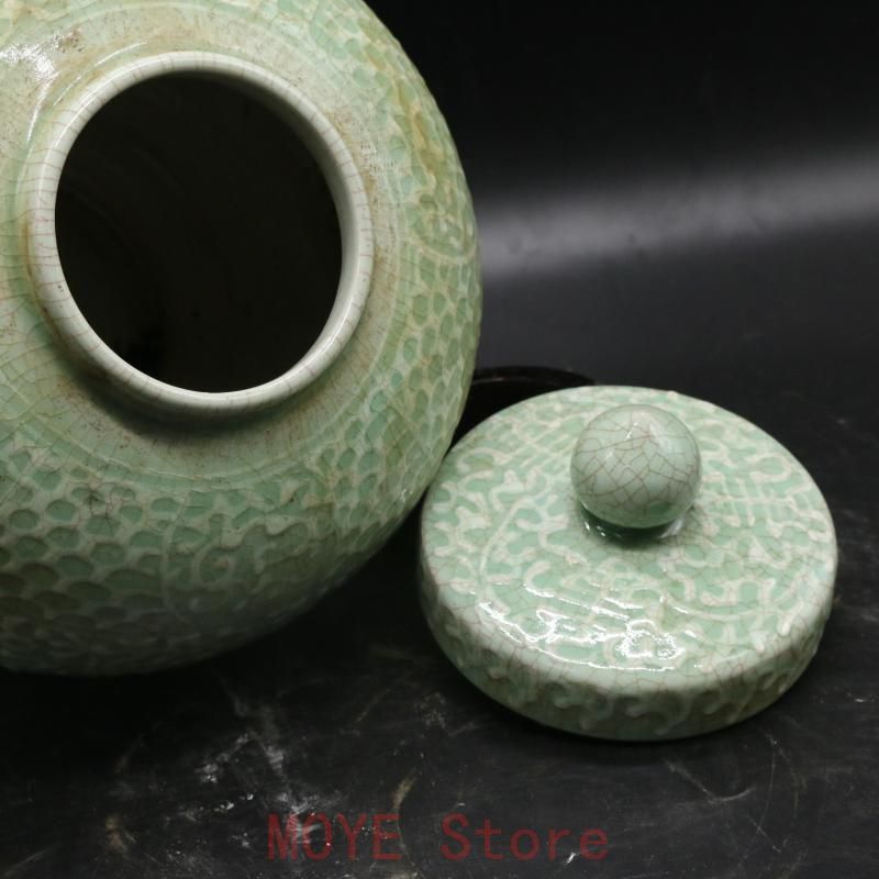 民窯開片影清茶筒 景徳鎮 陶磁器 装飾品 工芸品美術品 置物gy1216