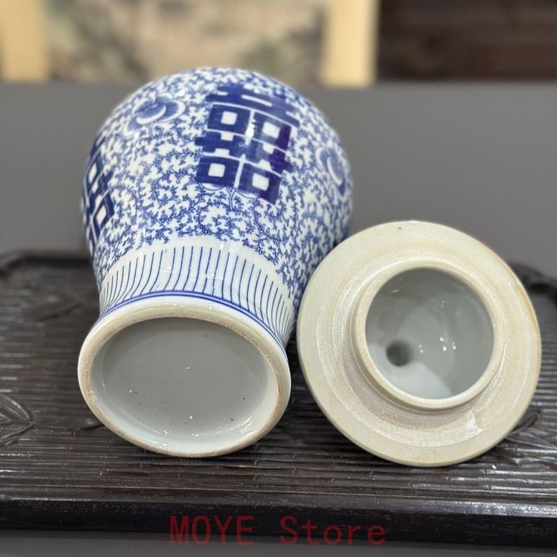 景徳鎮 青花 下彩磁器 将軍壺 装飾品 工芸品 美術品 置物gy1216 - メルカリ