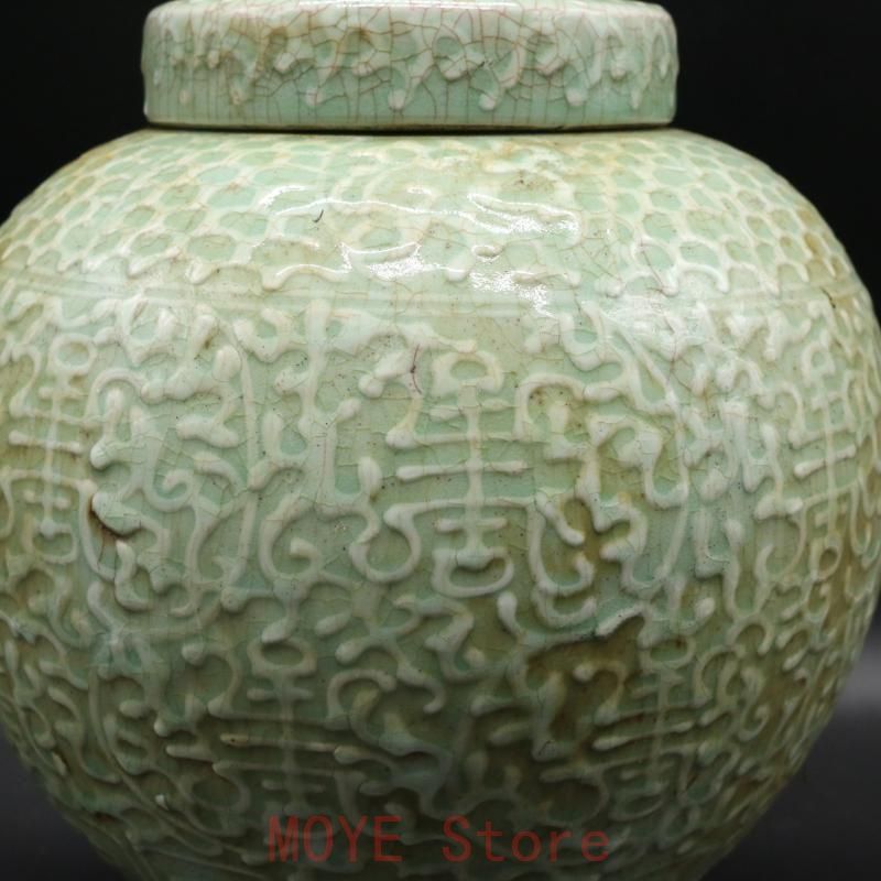 民窯開片影清茶筒 景徳鎮 陶磁器 装飾品 工芸品美術品 置物gy1216