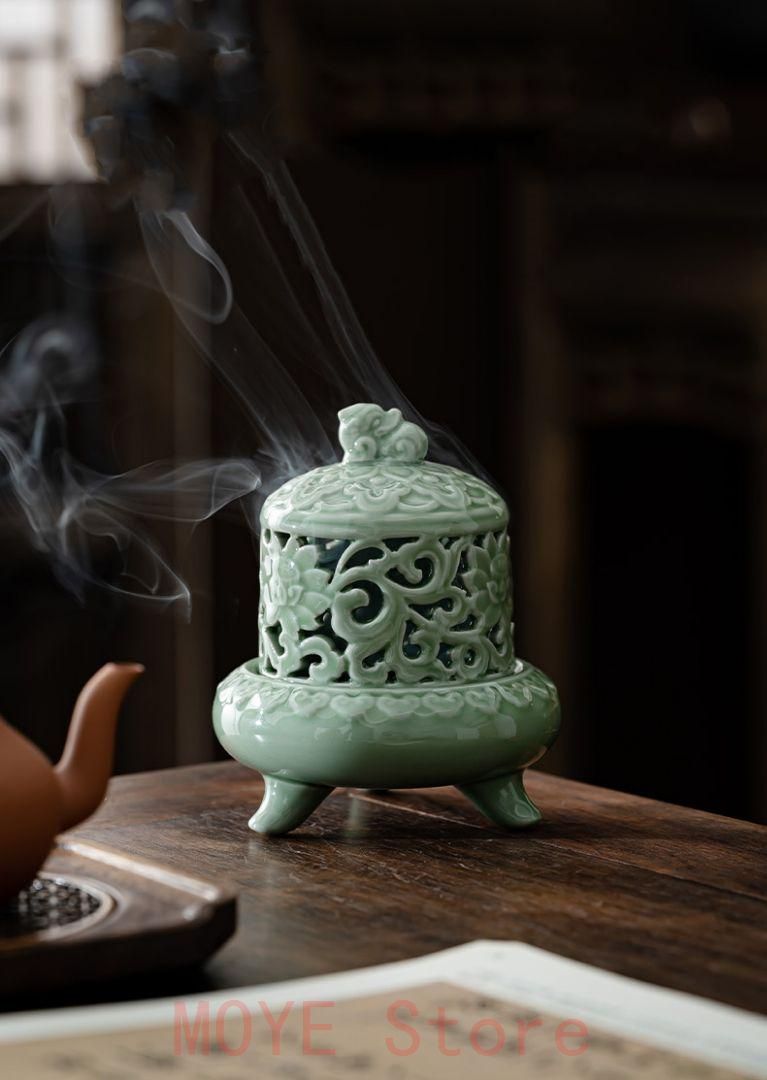 蝶恋花三足香炉 陶磁器 現代工芸品 美術品 装飾品 置物 宋式焼物三足円腹蓮華香炉 装飾品 現代工芸品美術品 置物gy1216 - メルカリ