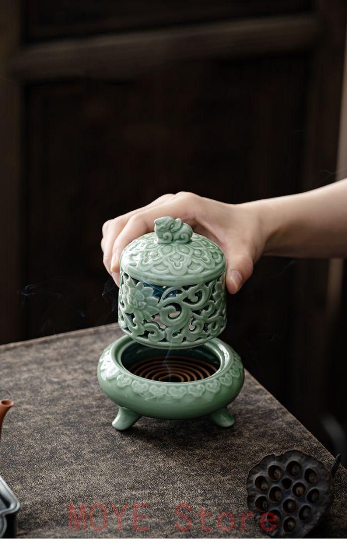 蝶恋花三足香炉 陶磁器 現代工芸品 美術品 装飾品 置物 宋式焼物三足円腹蓮華香炉 装飾品 現代工芸品美術品 置物gy1216 - メルカリ