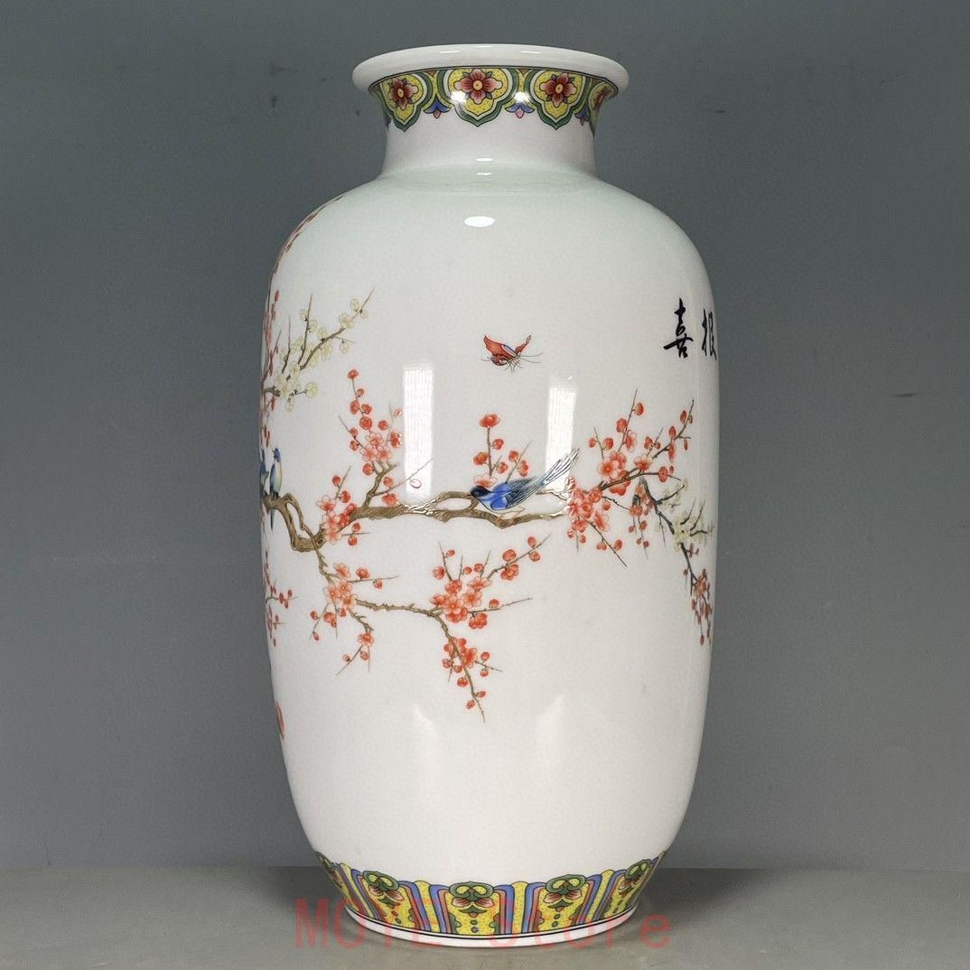 清乾隆粉彩花鳥賞瓶 景徳鎮 陶磁器 装飾品 現代工芸品 美術品 置物