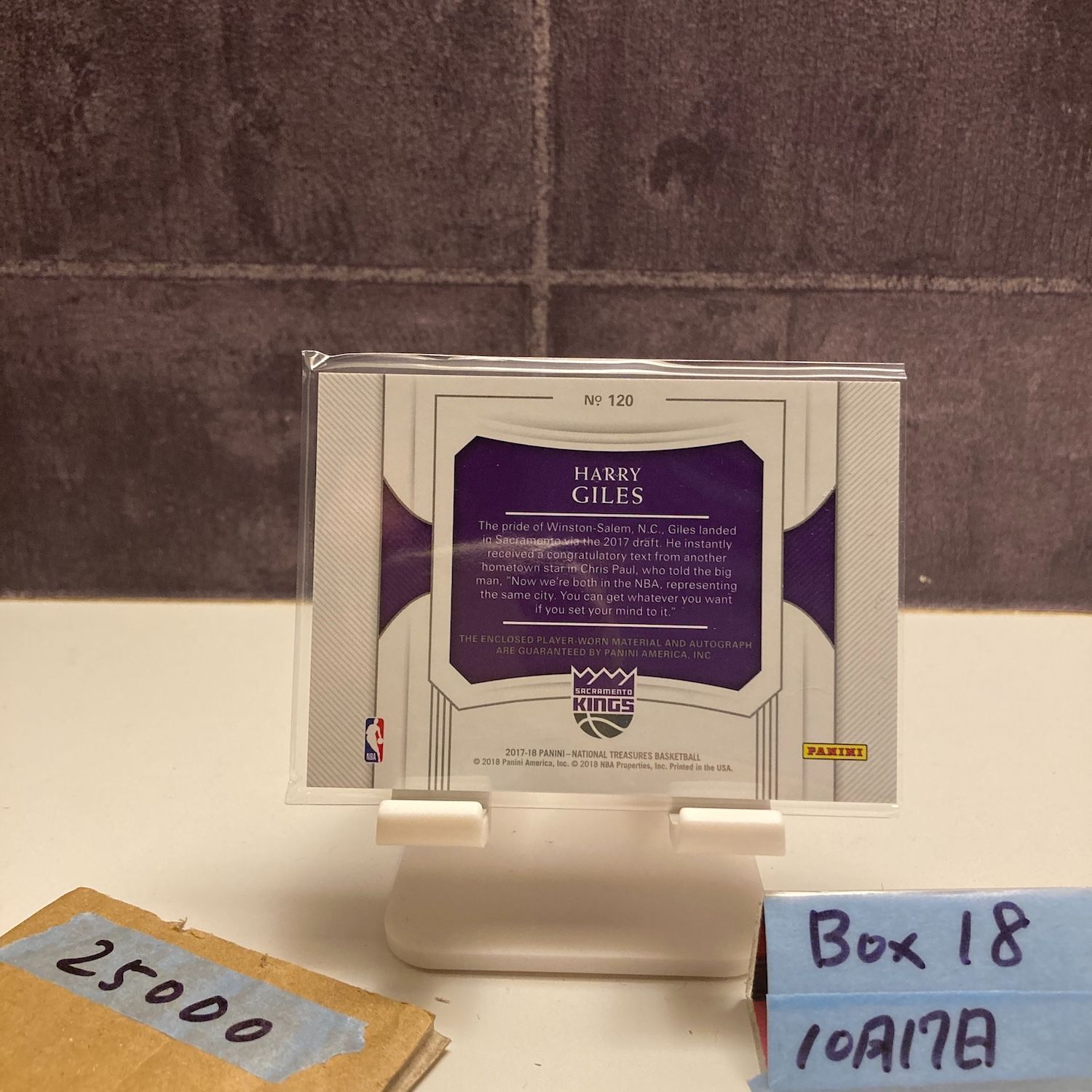 2017-18 Panini National Treasures Harry Giles 23 25 直筆サインカード SACRAMENTO KINGS RC ルーキー Rookie パッチ カード