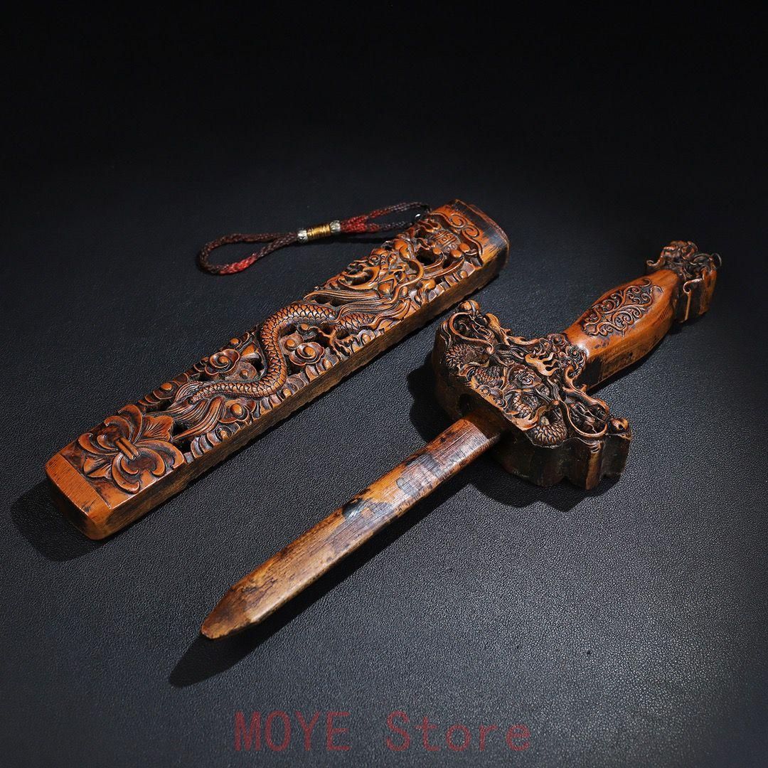 透かし彫り祥瑞龍騰宝剣 リビング 書斎 装飾品 現代工芸品美術品 置物