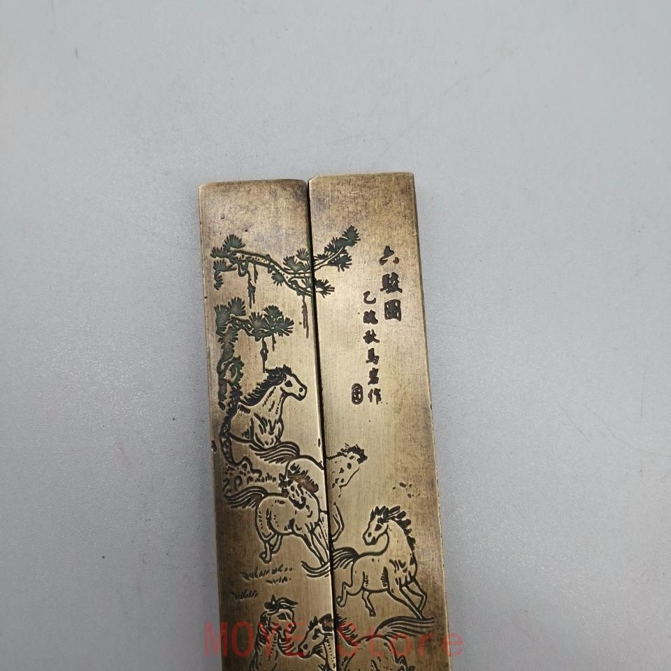 六駿図鎮尺 筆置き 書道具 文房具 工芸品 美術品 置物gy1216 - メルカリ