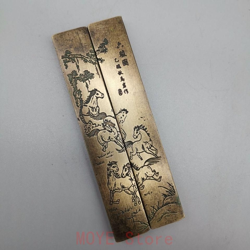六駿図鎮尺 筆置き 書道具 文房具 工芸品 美術品 置物gy1216 - メルカリ