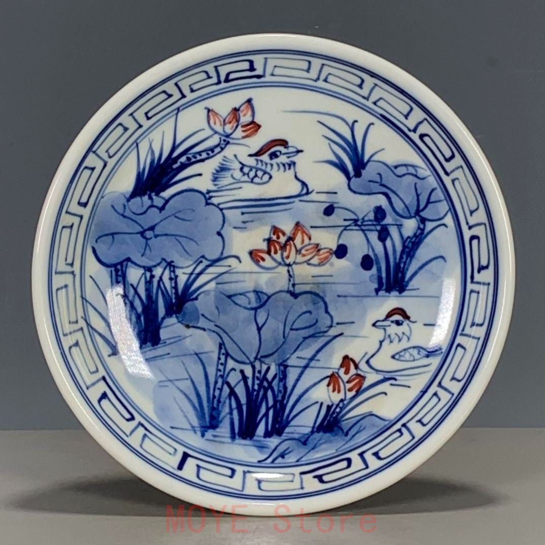 中国美術品 青花釉里 紅蓮花 高足果皿 置物gy1216 - メルカリ