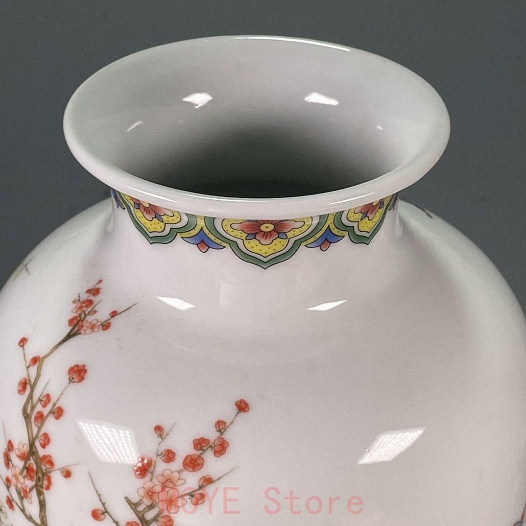 清乾隆粉彩花鳥賞瓶 景徳鎮 陶磁器 装飾品 現代工芸品 美術品 置物