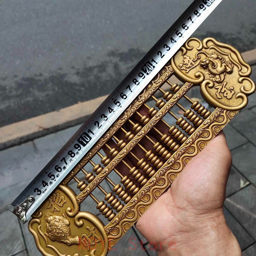 銅器 浮彫 招財進宝 金蟾 龍そろばん 家具 装飾 工芸品 置物gy1216