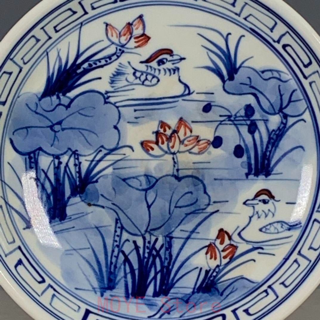 中国美術品 青花釉里 紅蓮花 高足果皿 置物gy1216 - メルカリ