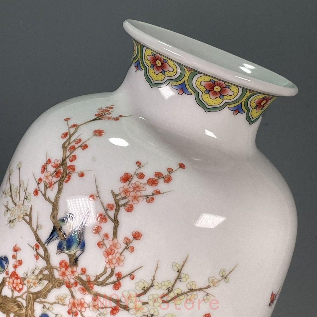 清乾隆粉彩花鳥賞瓶 景徳鎮 陶磁器 装飾品 現代工芸品 美術品 置物