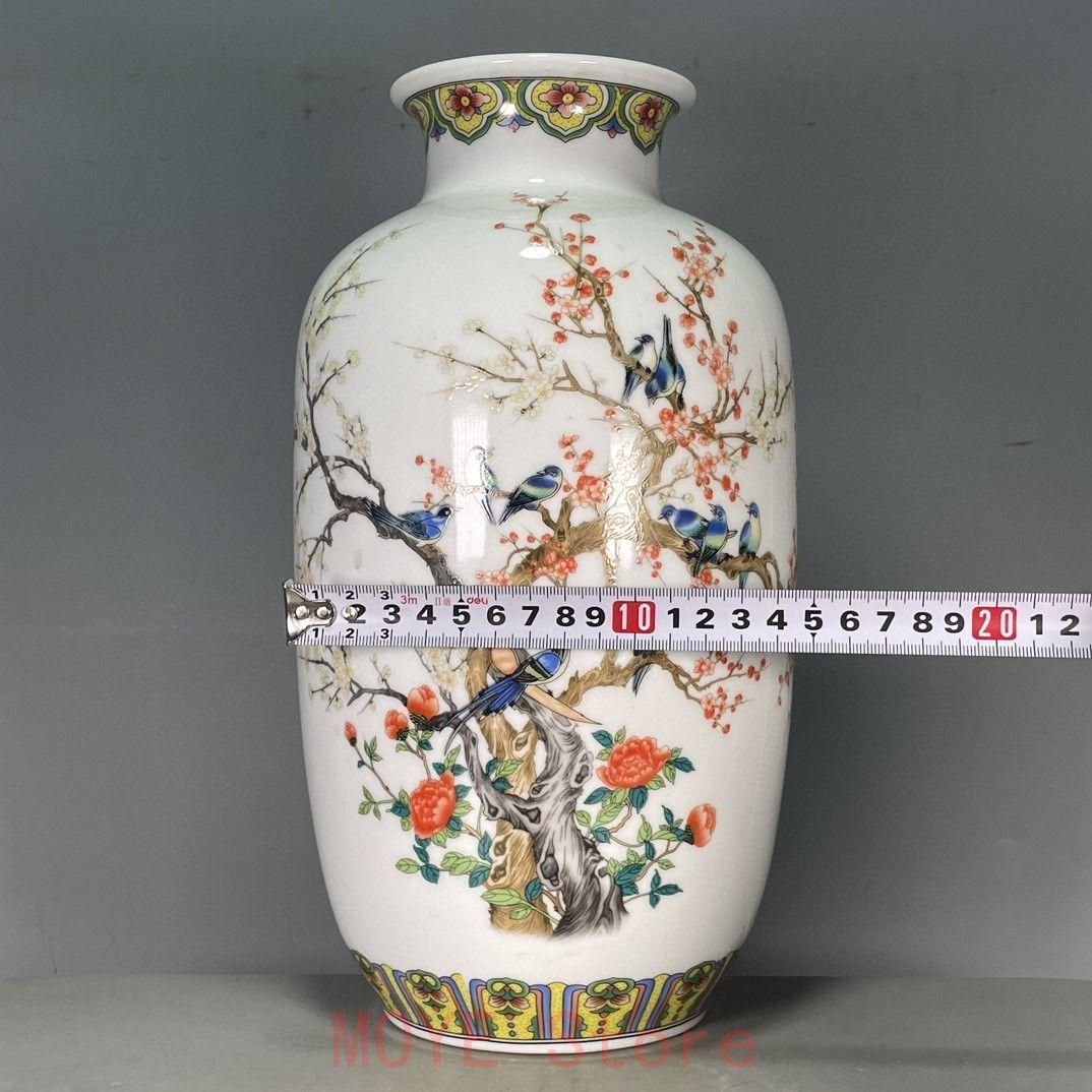清乾隆粉彩花鳥賞瓶 景徳鎮 陶磁器 装飾品 現代工芸品 美術品 置物