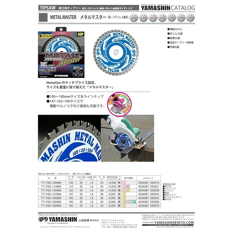 山真製鋸(Y'sGOD JAPAN) メタルマスター 147mmx36P TT-YSD-147MM 0