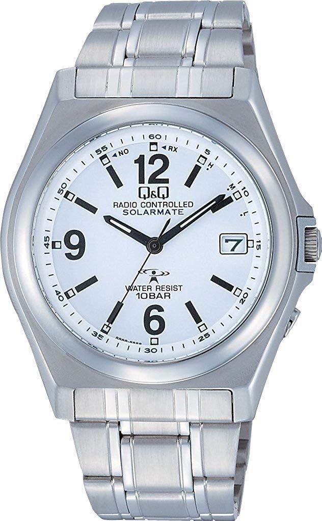 シチズン Q 腕時計 アナログ 電波 ソーラー 防水 日付 メタルバンド HG 08 204 メンズ ホワイト