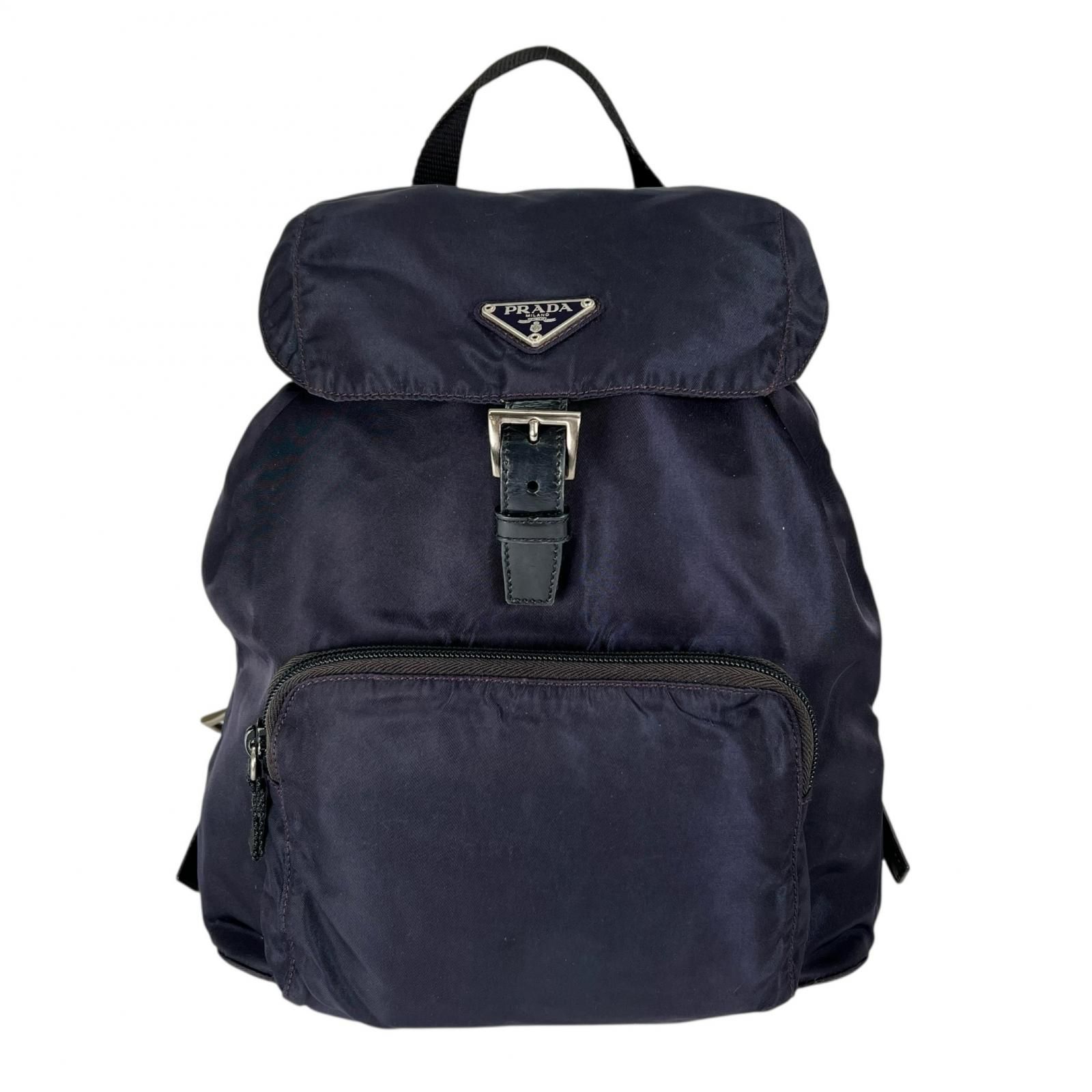 美品 PRADA プラダ B4650 リュック・デイパック ネイビー レディース