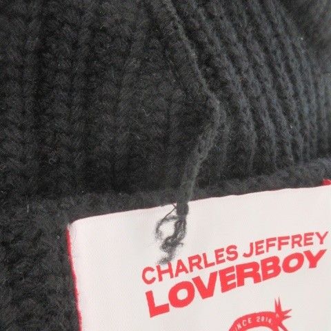  チャールズ ジェフリー ラバーボーイ CHARLES JEFFREY ニット帽 ビーニー アニマル 耳 ロゴ 黒 ブラック AH 11 GY 18 帽子 メンズ