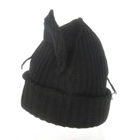 チャールズ ジェフリー ラバーボーイ CHARLES JEFFREY ニット帽 ビーニー アニマル 耳 ロゴ 黒 ブラック AH 11 GY 18