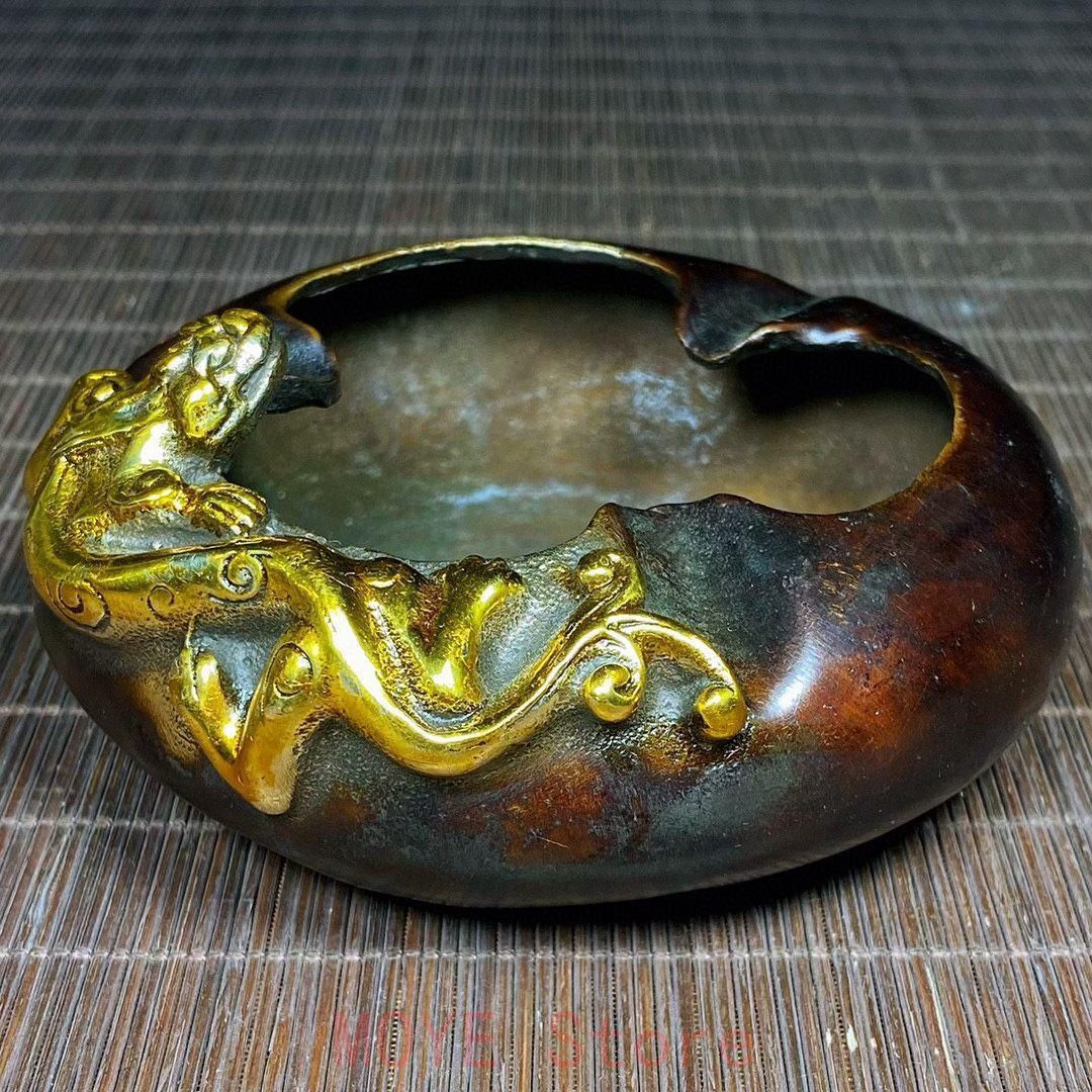 大明宣徳 点金彫竜 筆洗 書道具 文房具 現代工芸品 美術品 置物gy1216