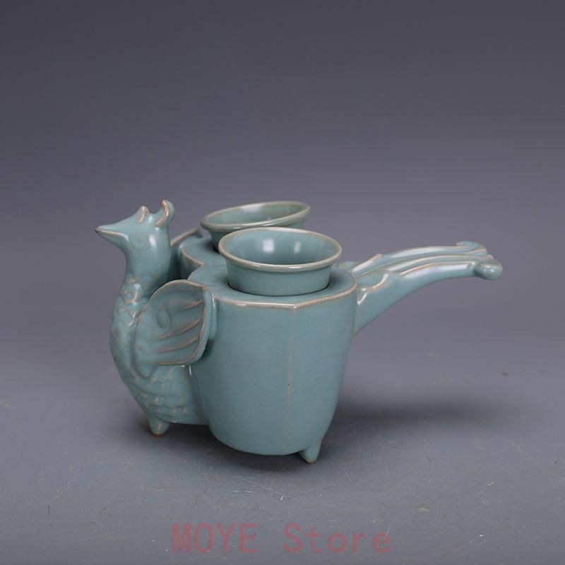 清涼寺 青釉鳳紋鴛鴦杯 装飾品 現代工芸品 美術品 置物gy1216 - メルカリ