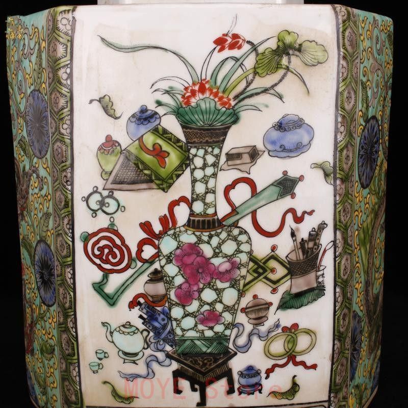 清康熙パステル博古紋茶壺 景徳鎮 陶磁器 装飾品 現代 置物gy 1216