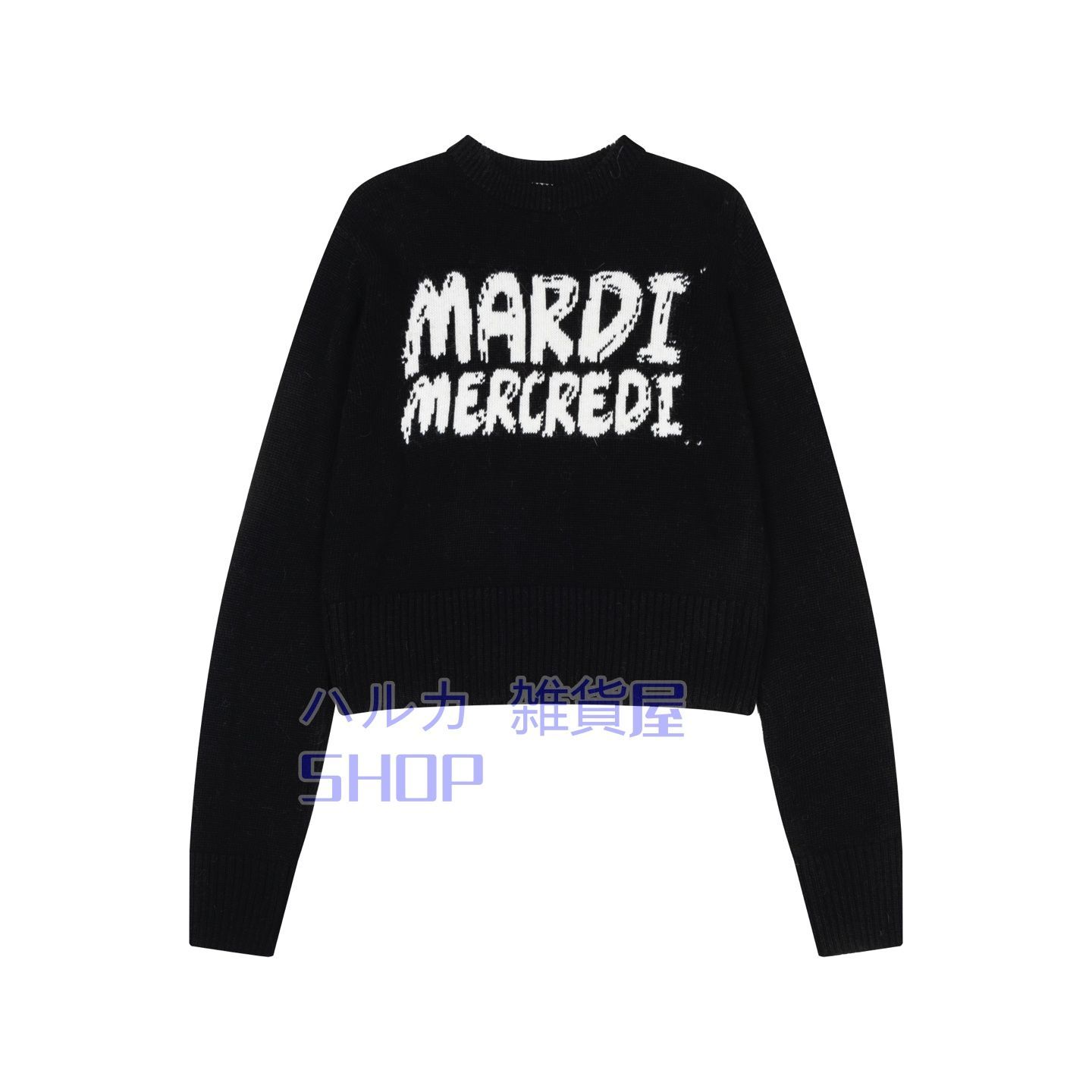MARDI MERCREDI FW 25 韓国系春モデルショート丈長袖クルーネック快適