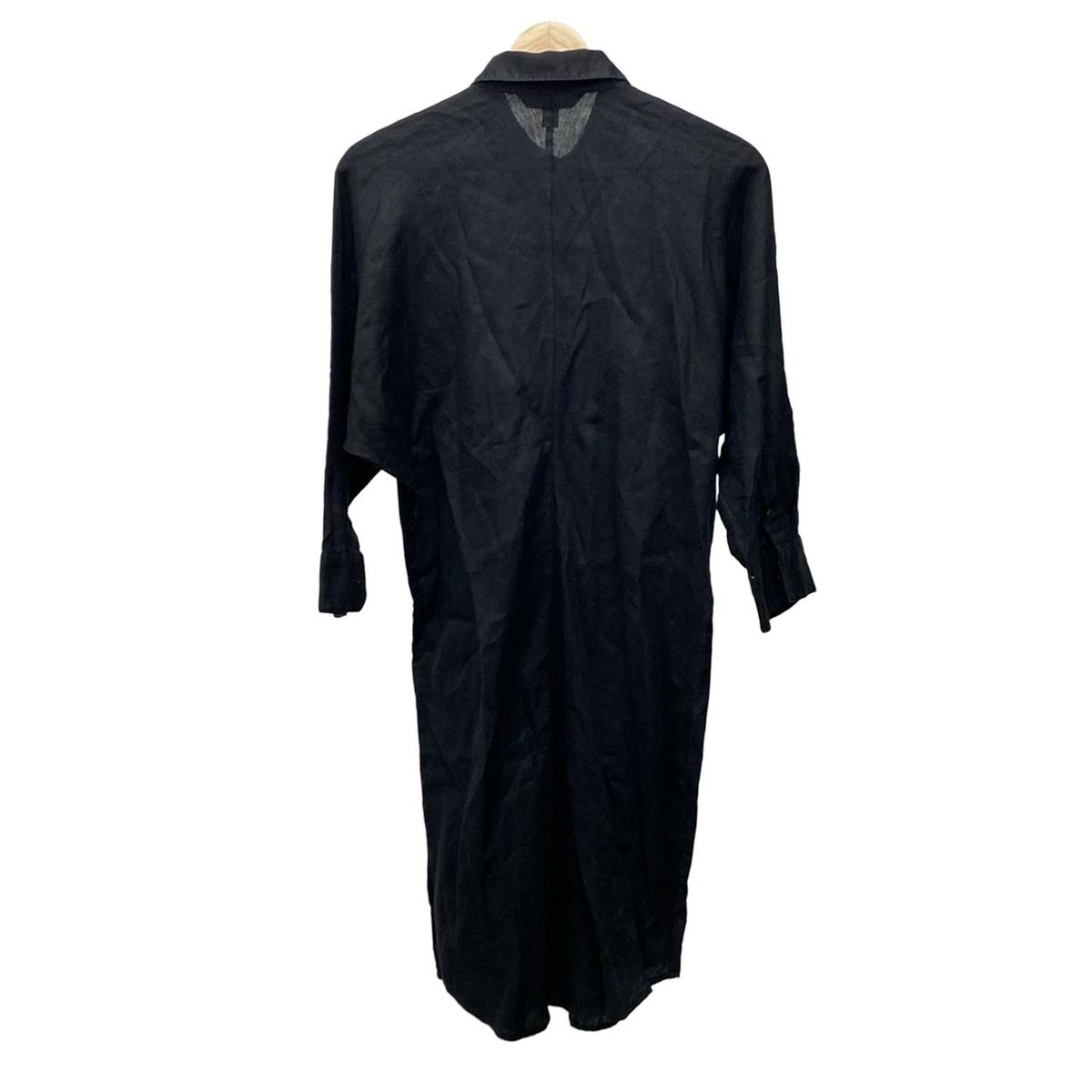 RalphLauren ラルフローレン ワンピース サイズ4 160 88 A レディース - 黒 レギュラー 長袖 ひざ丈 シャツワンピ 麻
