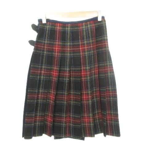 オニール オブ ダブリン O NEIL OF DUBLIN ウール チェック スカート ひざ丈 ベルト付き 厚手 36 Sサイズ マルチ