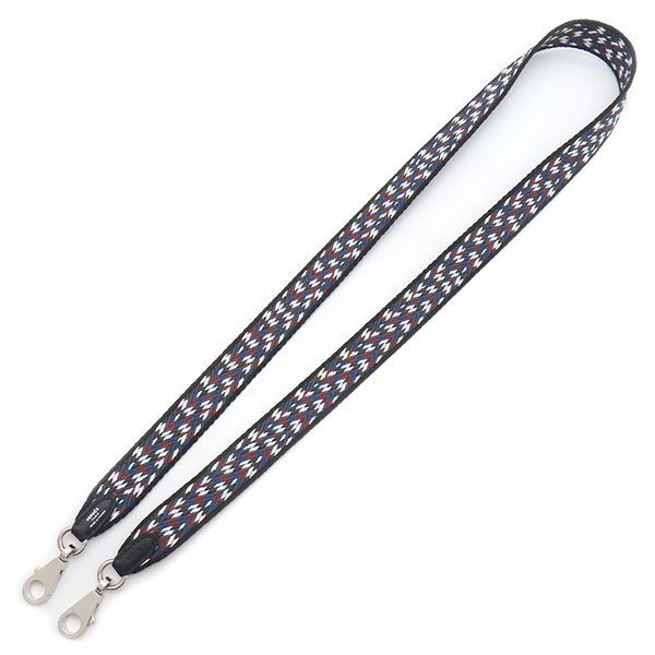 エルメス HERMES ショルダーストラップ バンドリエール サングル ジグザグ スイフト トワルコットン ブラック×ホワイト×ディープブルー シルバー金具 黒 白 青 茶 D刻印 箱