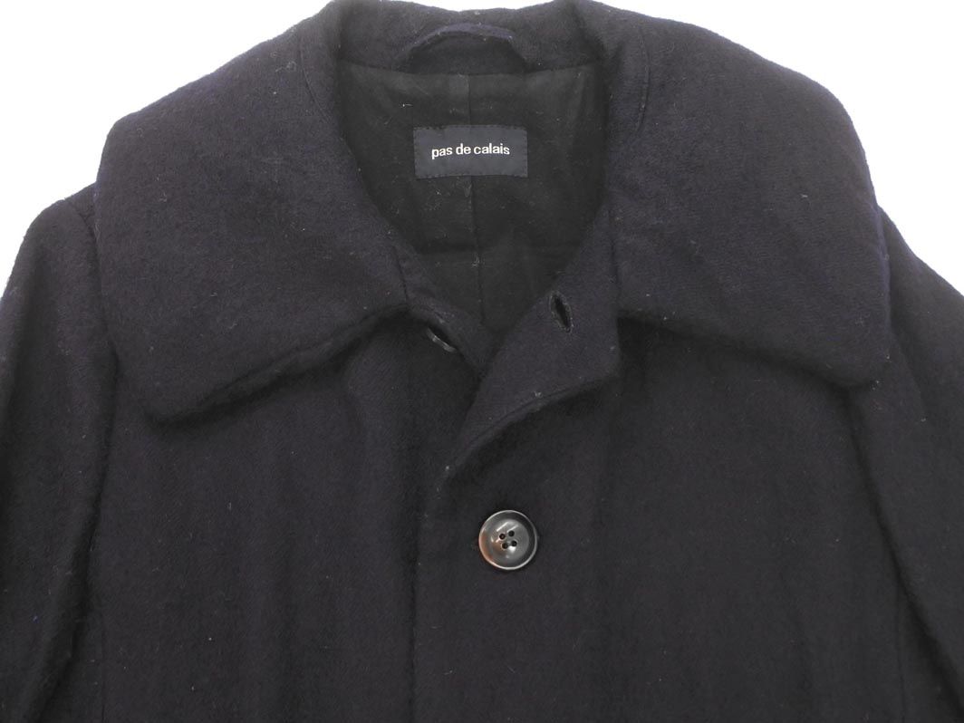 pas de calais フードロングコート 38 杢チャコール 裏地付 pas de calais フードロングコート 38 杢チャコール 裏地付 pas de